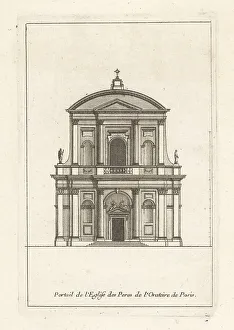 Blueprint Prints: Front of the Church of the Oratoire du Louvre, Paris