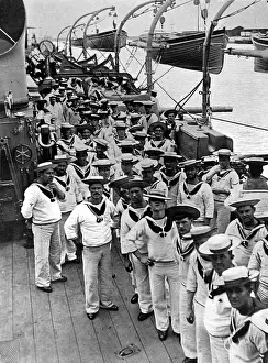 Davits Prints: Church Parade on board a Battleship, Gibraltar, 1906