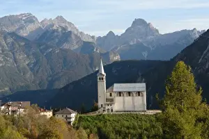 Trentino Prints: Church in Pieve di Cadore, Trento, Italy