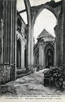 Eglise Prints: The Church St Eloi at Dunkirk devastated in WW1