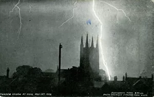 Wiltshire Gallery: Church During Thunderstorm with Lightning, Mere, Wiltshire