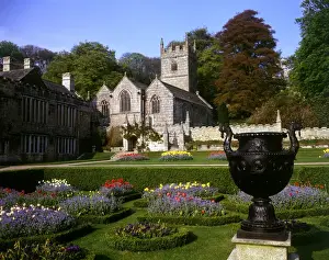 Grade Prints: Church, urn and garden, Lanhydrock House, Cornwall