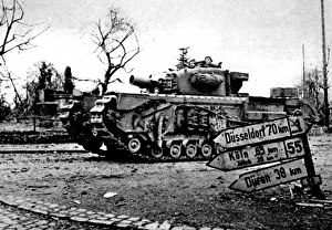 Churchill AVRE Tank entering Geilenkirchen; Second World War Churchill AVRE Tank entering Geilenkirchen; Second World War