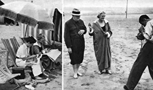 Images Dated 18th August 2011: The Churchill family relax on holiday at Hendaye, 1945