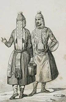 Population Prints: Chuvash people wearing traditional clothing