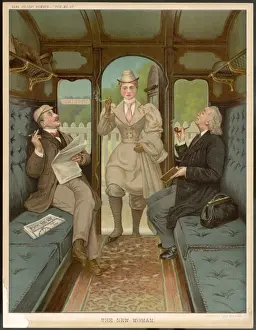 Cigarette smoking woman gets into a compartment