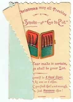 Cigars with comic verse on a Christmas card