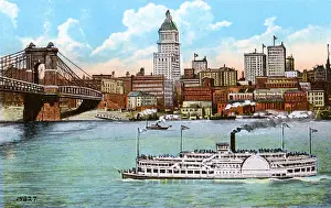 Skyline Prints: Cincinnati, Ohio, USA - Skyline of the city from the River