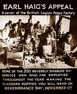 Cinema advertisment: Disabled ex-servicemen making poppies