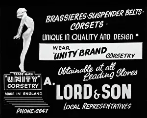 Corset Collection: Cinema advertisement for Unity Brand corsetry, early 1900s