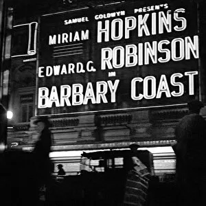 Cinema showing Barbary Coast, West End of London