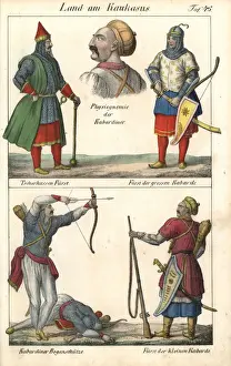 Ethnography Prints: Circassian prince, Kabard princes and archer