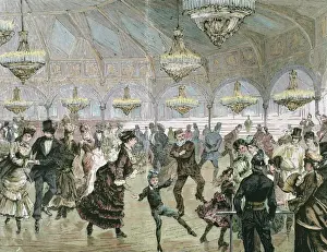 Elysees Prints: Circle of skaters (Skating-Rink) in the circus of the Champs