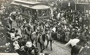 Circuses Prints: Circus animals on parrade down a street in Washington D. C