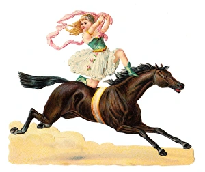Acrobatics Gallery: Circus performer on horse on a Victorian scrap