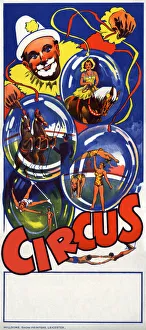 Acrobats Gallery: Circus poster with clown and acrobats
