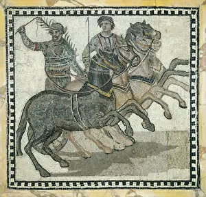 Proc Prints: Circus scene, 3rd century. Auriga with palm, symbol