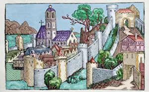 Chronicle Prints: The city of Alexandria. Liber chronicarum. 15th century. Col