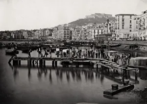 City centre view along the waterfront, Naples Italy