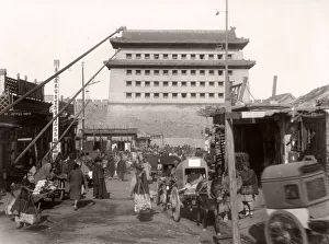 City gate and busy street, Peking, Beijing, China