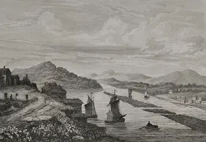 Navigable Prints: City of Hudson, from the north looking south - Milbert
