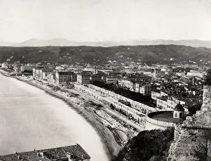 Anglais Prints: City Of Nice and Promenade Des Anglais waterfront view