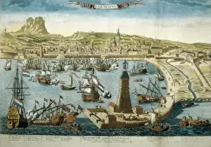 Population Prints: The city and port of Barcelona (18th c. ). Engraving
