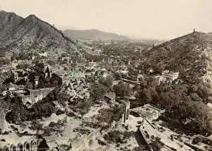 Jaipur Prints: City wall of Jaipur, Rajasthan, India