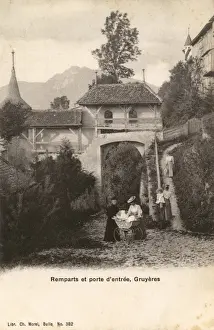 Ramparts Prints: City Walls / Ramparts and gate at Gruyeres, Switzerland