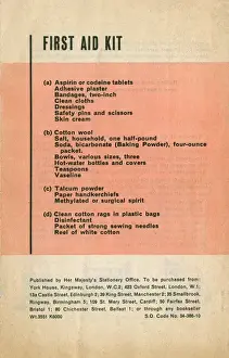 Content Prints: Civil Defence Handbook, First Aid Kit Contents