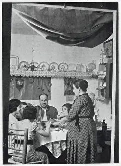 Nationalists Prints: A Civil Guardsman having dinner with his family in their private rooms at a Civil Guard Barracks