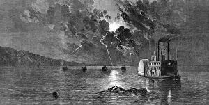Occurred Prints: The Civil war in America: Midnight storm on the Missippi