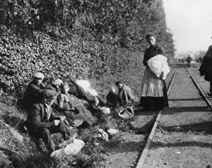 Civilian refugees near Ghent, Belgium, WW1