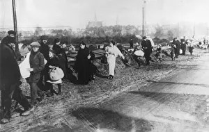 Fleeing Prints: Civilians fleeing Nieuport, Belgium, WW1