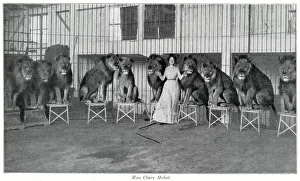 Claire Heliot and her performing lions 1903