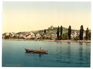Clarens Prints: Clarens, general view, from the Lake, Geneva Lake, Switzerla