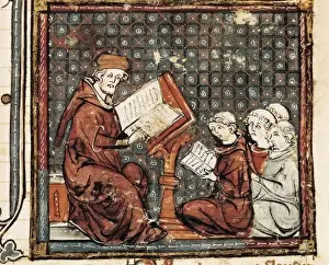 Chronicles Prints: Class of Philosophy in Paris. Illustration of