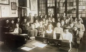 Desks Prints: Classroom scene, East Finchley, North London