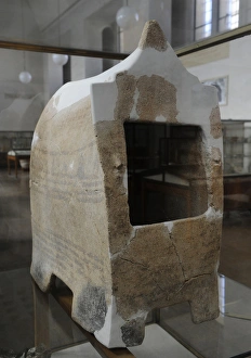 Millennium Collection: Clay ossuary. Haderah. In form of a house, used for secondar