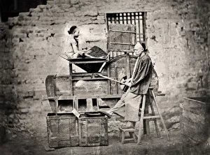 Bellows Prints: Cleaning tea with bellows, air fans, China