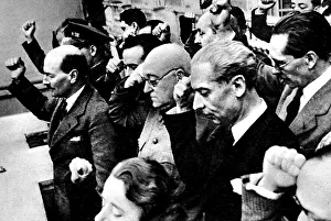 Policy Collection: Clement Attlee and General Jose Miaja give the Socialist Sal