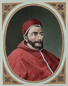 1342 Gallery: Clement VII (1342-1394). Engraving. Colored