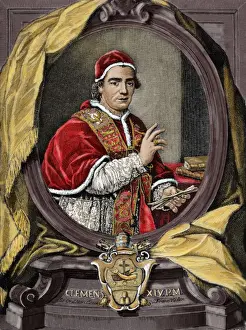 Blessing Prints: Clement XIV (1705-1774). Italian Pope, born Giovanni Vincenz