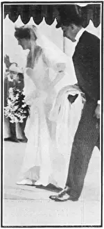 Arrival Prints: Clementine Hozier arriving for her wedding to Winston Church