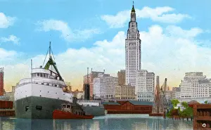 Terminal Prints: Cleveland, Ohio, USA - Union Terminal Tower and Ore Docks