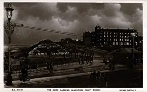 The Cliff Gardens at Night, Blackpool, Lancashire