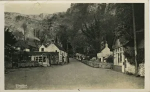 Cliff Road (Showing Rose Cottage and The Original Cheddar Valley Cheese Shop), Cheddar Cliff Road (Showing Rose Cottage and The Original Cheddar Valley Cheese Shop), Cheddar