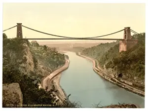 Suspension Prints: Clifton suspension bridge from the cliffs, Bristol, England