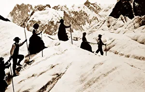 Mont Prints: Climbers, Mer de Glace, Mont Blanc