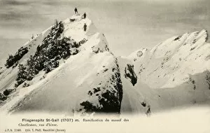 Mountaineering Gallery: Climbers at the peak of a mountain in the Churfirsten range